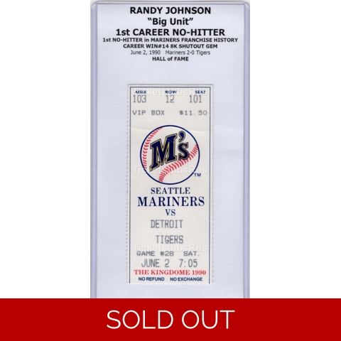 Randy Johnson 1st NO-HITTER SHUTOUT SHO HOF 1990 Mariners Tigers 6/2 Ticket Stub